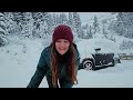 solo car camping in a snowstorm