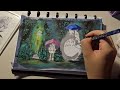 paint with me: a scene from my neighbor totoro (studio ghibli) 🌿🖼 gouache painting
