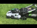 Greenworks VS EGO electric lawn mowers comparing / slow motion at the end