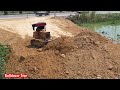 Unexpected Activity Dozer D20P Pushing Soil in water with Team Dumps Truck 5Ton Unloading