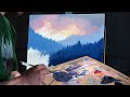 Acrylic Landscape Painting Techniques | Misty Forest with Sunrise