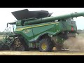 John Deere X9 1100 combine Cutting Barley with 45ft. wide HDX Draper Header | Harvest 2024