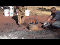 Smelting iron ore in the Bloomery furnace