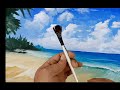 Acrylic painting - sea waves and beach - landscapes for beginners