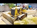 New Project! Dozer D20A & Truck 5T can pushing rock stone on Flooded land to create Residential land