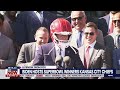 President Biden wears Chiefs helmet at White House Super Bowl celebration