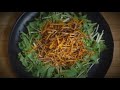 crispy fried root vegetables salad / Cooking video without language barrier / Retro film look