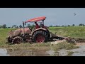 Great Power! Tractor Kubota M6040SU Plowing Field Mud, Agricultural Kubota Tractor #EP278