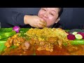 MOUTHWATERING SUPER SPICY MUTTON CURRY/HANDI MUTTON CURRY, ROASTED CHILLIES 🌶 & SALAD MUKBANG