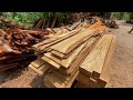 Branch teak sawmill technique that shows the beauty of dense fibers