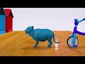 5 Giant Duck Cartoon, Cow, Elephant, Tiger, Dinosaur, Paint Wild Animals Crossing Fountain Animation