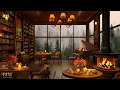 Smooth Piano Jazz Background Music and Crackling Fireplace in Cozy Coffee Shop Ambience for Studying