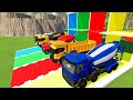 TRANSPORTING EXCAVATOR, MIXER TRUCK, BULLDOZER, POLICE CARS TO GARAGE WITH MAN TRUCK - FS22