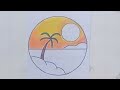 circle scenery drawing। beautiful scenery drawing with oil pastel #youtube #oilpastel #art