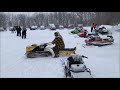 Vintage Sleds Starting and Driving Away Antique Snowmobile Show Ride 2021