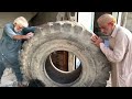 Old Man Repairing A Huge Old Tire Sidewall | Amazing Repairing of Monster Tire |
