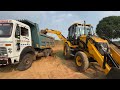 JCB 3dx Backhoe Making Pond with 2 Tata Truck For Making Fishing Farming Pond