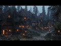 Celtic Music with Rain for Sleeping, Studying, Relaxing | Explore the Village of a Fantasy Medieval