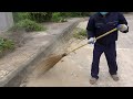 Cleaning Trash & Overgrown Grass on Country Sidewalks - Stunning Transformation!