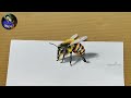 How to Draw 3D Honey Bee Drawing World Bee Day / 3D Art