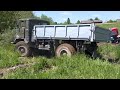 Soviet tractor got stuck in mud!  The GAZ-66 truck is evacuating the T-40AM tractor from a swamp!