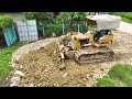 Start New Project!! Dozer D20P & Truck 5t pushing stone delete drain