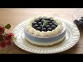二層のブルーベリー・ヨーグルトムースケーキの作り方＊blueberry yogurt moussecake【オーブン無し】【ASMR】