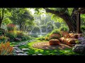 🌿 Spring Garden Magical Ambience - 4K Dreamy | Peaceful Life with Waterfall Sounds & Birdsong Relax