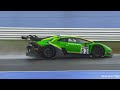 Lamborghini Huracán GT3 EVO2 testing on wet/humid Misano: Traction Control Noise, Slides & Sound!