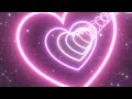 Pretty Pink Love Heart Tunnel Curved Path Beautiful Neon Glow Lights 4K Video Effects HD Background