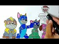 PAW PATROL THE MIGHTY - Coloring Pages For Kids | Rubble, Chase, Rocky, Skye / NCS