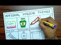 How to draw and colour Personal Hygiene Things | Personal Hygiene Drawing | Daily Hygiene Drawing