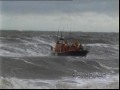 RNLI  lifeboat launch in rough sea