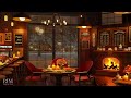 Smooth Jazz Instrumental Music & Crackling Fireplace in Cozy Coffee Shop Ambience for Studying, Work