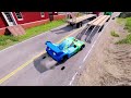 TRANSPORTING PIXAR CARS & FRUITS WITH COLORED & JOHN DEERE vs CLAAS vs TRACTORS - BeamNG.drive #1046