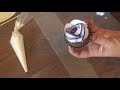 Buttercream rose cupcake tutorial with a color stripe
