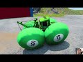Big & Small Tow Mater vs Stairs Color w Portal Trap - Flatbed Trailer Truck Rescue Cars- BeamNG #21