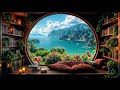 🌹Relaxing Water Sounds & Pink Roses | Cozy Reading Nook Ambience for Study & Concentration