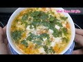 Cách nấu canh trứng đậu hủ cà chua. mẹo nhỏ để bóc vỏ cà chua dễ dàng hơn. tomato egg tofu soup.