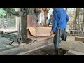 Sawing old branched teak wood is full of challenges into beautiful planks