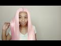 Pink synthetic lace frontal wig install for an affordable price under $50