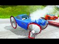 FAT CAR vs LONG CARS with Big & Small: Lightning Mcqueen Slingshot vs Trains Thomas - BeamNG.Drive