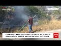 Emergency Responders Battle Major Wildfires In Grammatiko, Greece, As Evacuations Take Place