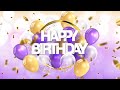 Purple and Gold birthday theme with balloons and confetti background video loops HD 3 hours