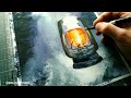 ❄WINTER Watercolor Painting Snowy LANTERN