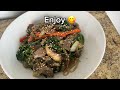 Classic Korean Japchae: Stir-Fried Glass Noodles with Vegetables and Beef