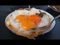 triple duck egg! fried basil meat rice - thai street food