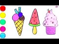 Icecream🍦🍨 Drawing and Colouring for kids and Toodlers || Learn easy way to Drawing ||