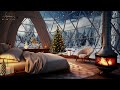 Winter's Embrace: Glass Snowglobe Bedroom Retreat Christmas Fireplace Sounds🌲❄️ | Cozy Snow Forest