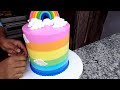 Rainbow Cake Decorating Ideas Step by Step.Rainbow cake design. #cake #rainbow #trending #latest
